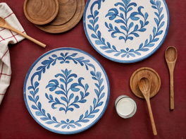 Hermia Old Serv Blue Juego de Platos de Servicio (6 Piezas) Azul y Blanco